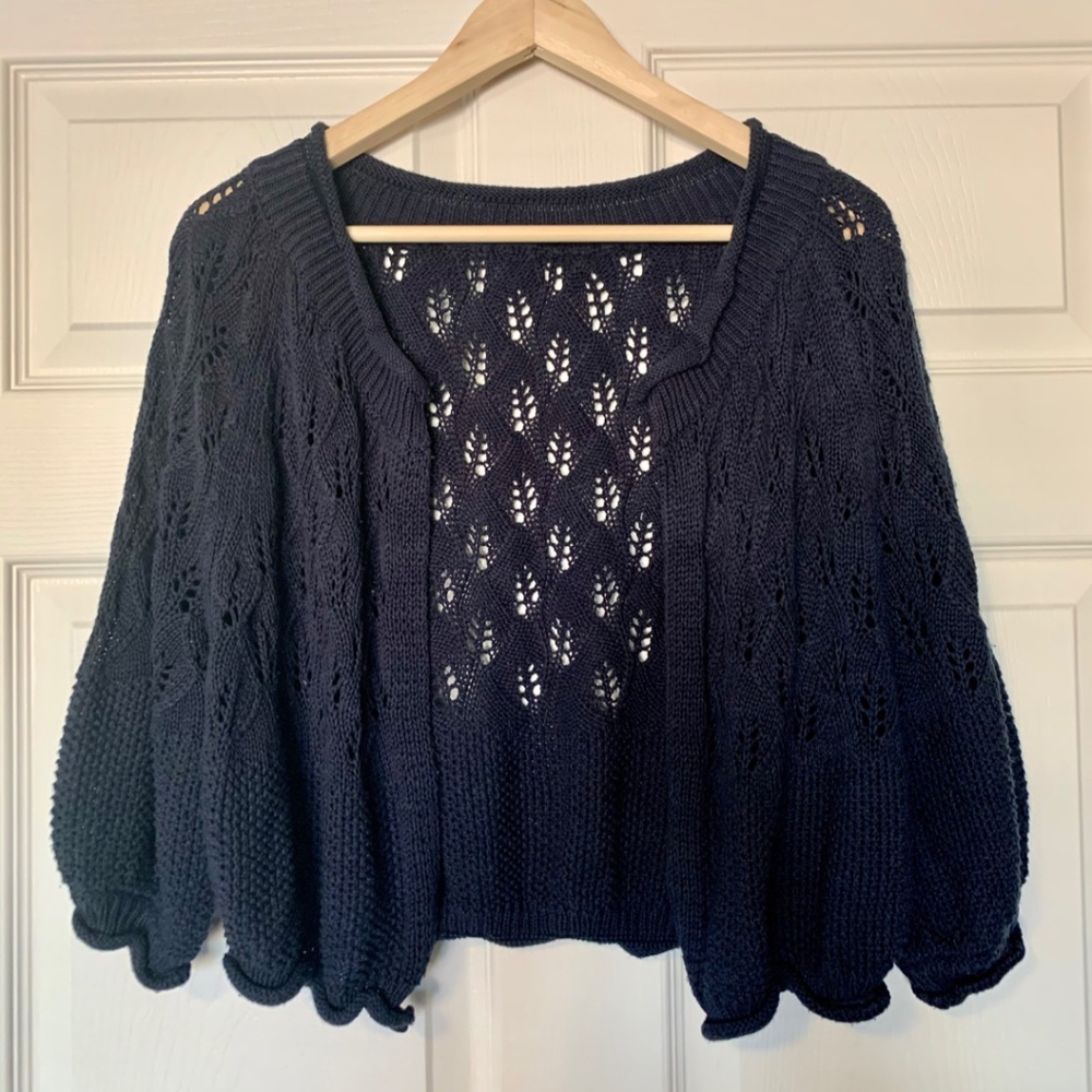 Vintage Crochet Knit Slouchy Bolero Cardigan